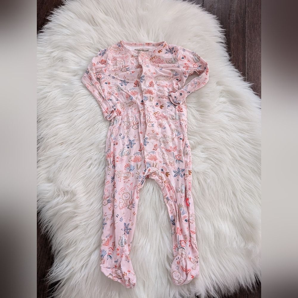 Magnetic Me™ Modal Magnetic Baby Footie Dandy Lions Pink Sleeper 3-6 Months